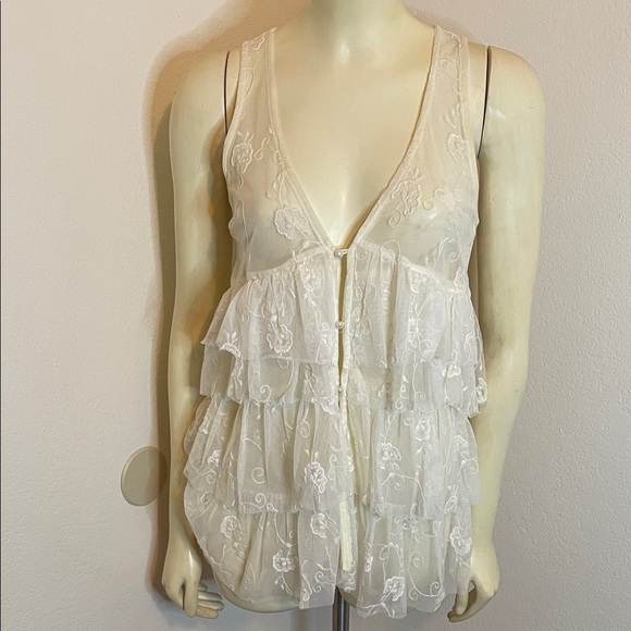 Mystree Tops - Mystree sexy sheer Cream Lace Top